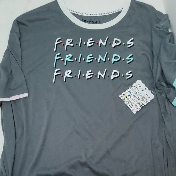 y2k new FRIENDS PJs Pajama Set Top w Pants TV show Sleepwear MEDIUM 8 10 - Picture 11 of 13